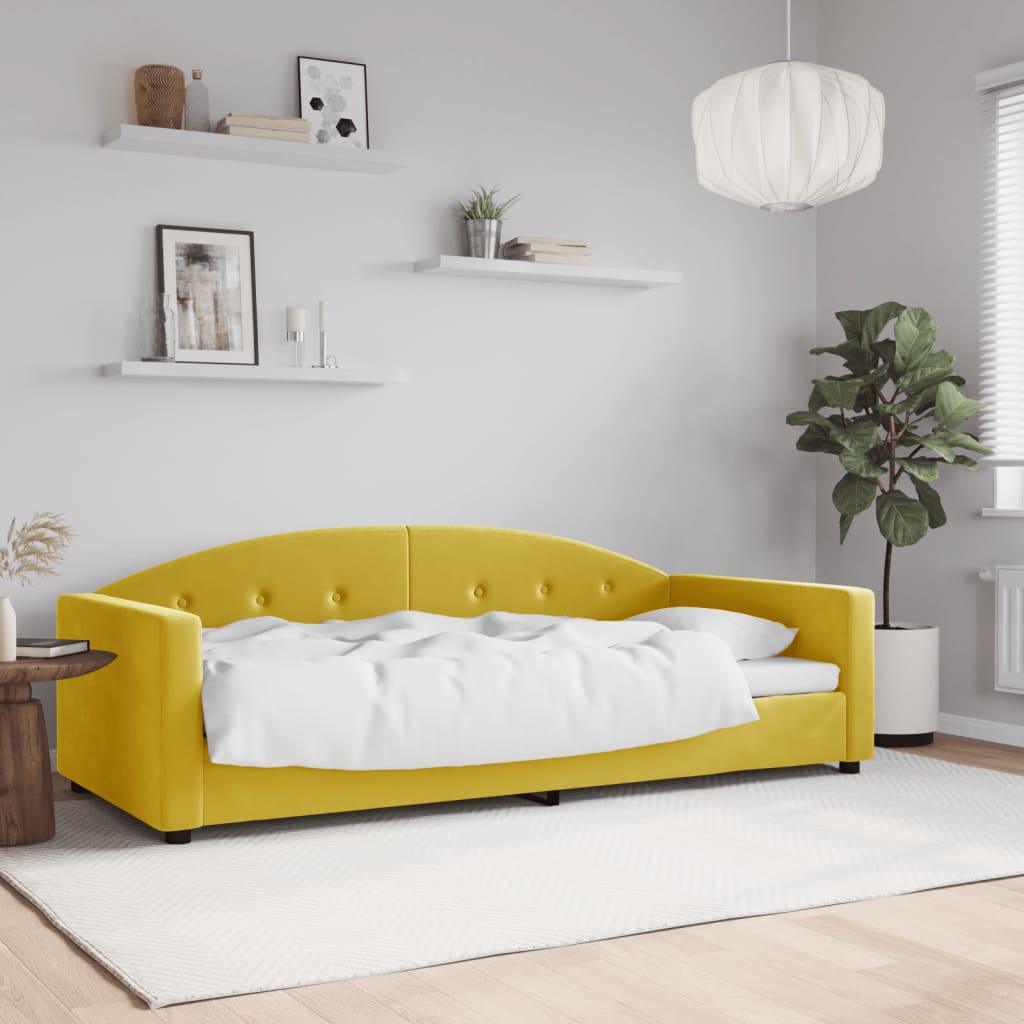 Lit de repos sans matelas jaune 90x200 cm velours - XIOS