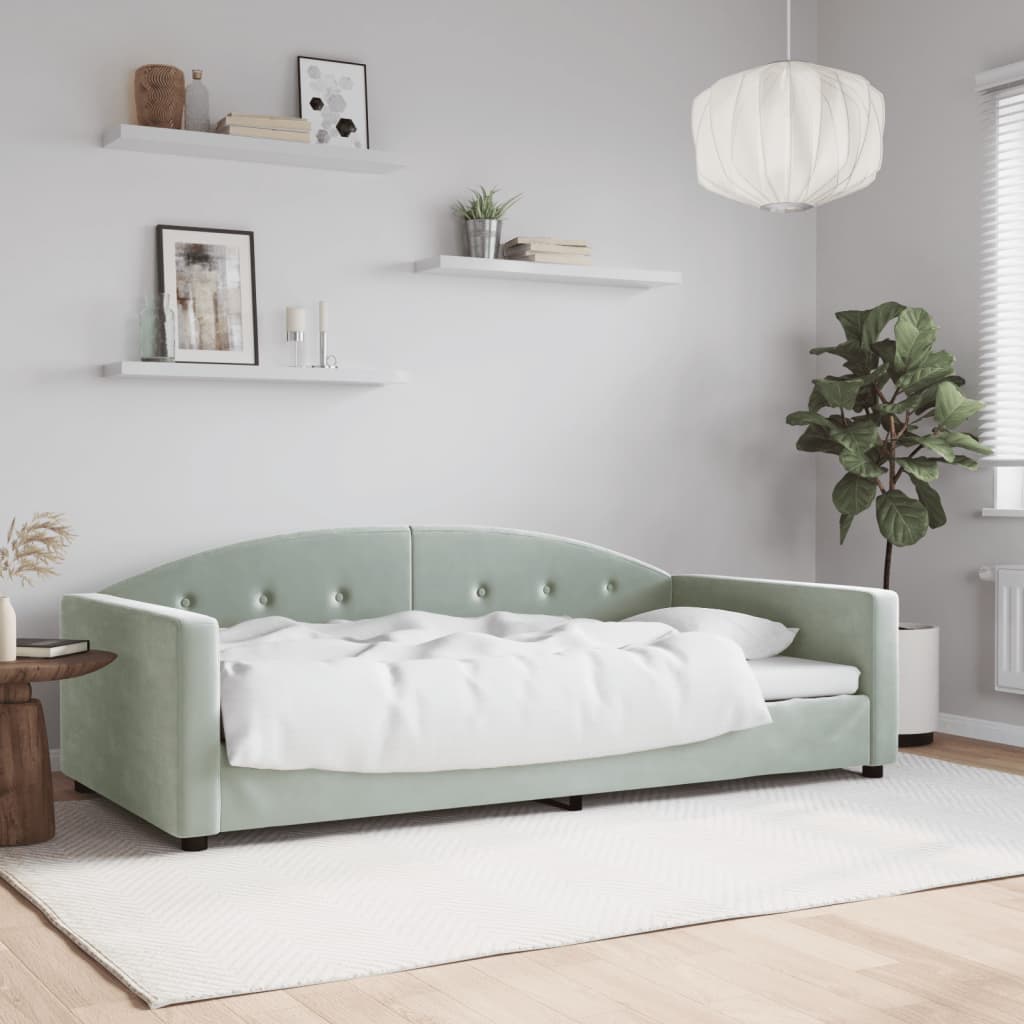 Lit de repos sans matelas gris clair 100x200 cm velours - XIOS