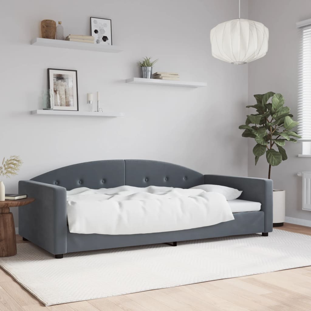 Lit de repos sans matelas gris foncé 100x200 cm velours - XIOS