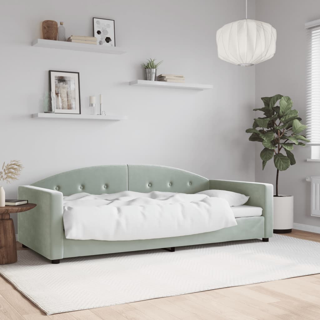 Lit de repos sans matelas gris clair 90x190 cm velours - XIOS