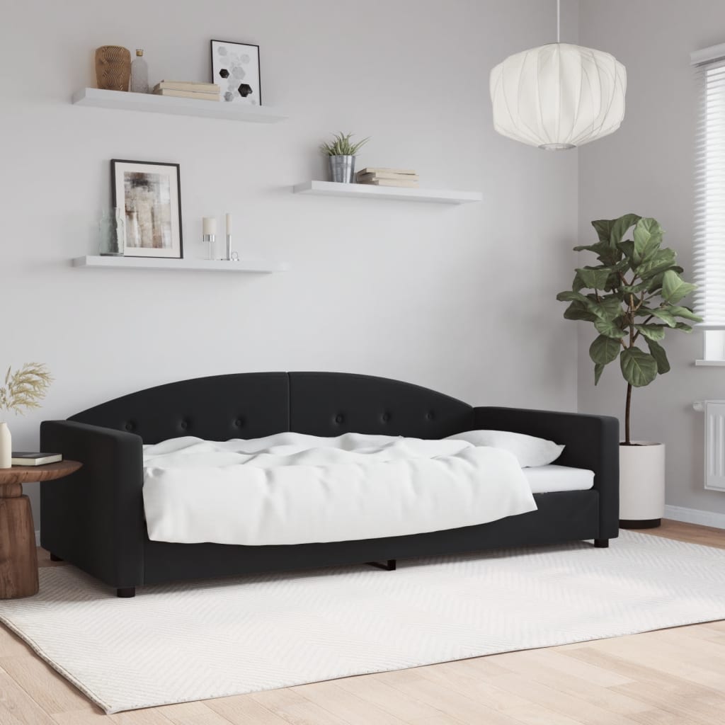 Lit de repos sans matelas noir 90x190 cm velours - XIOS