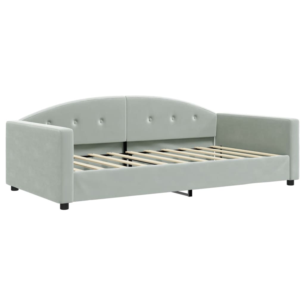 Lit de jour gris clair 100x190 cm velours - XIOS