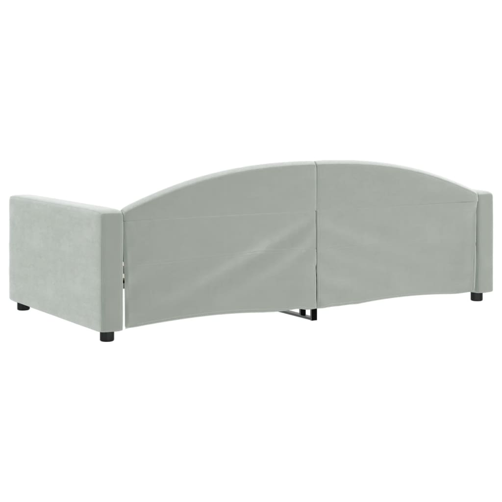 Lit de jour gris clair 100x190 cm velours - XIOS
