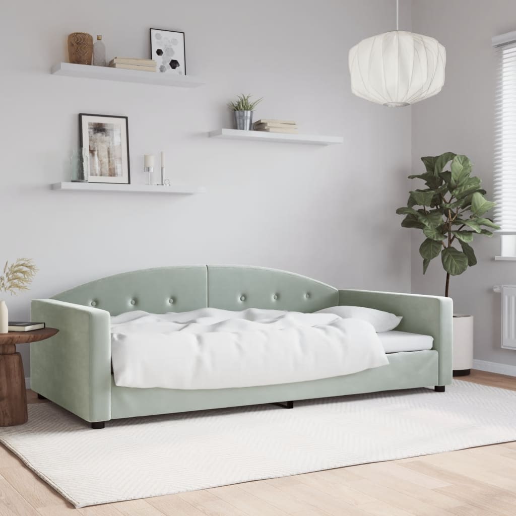 Lit de jour gris clair 100x190 cm velours - XIOS