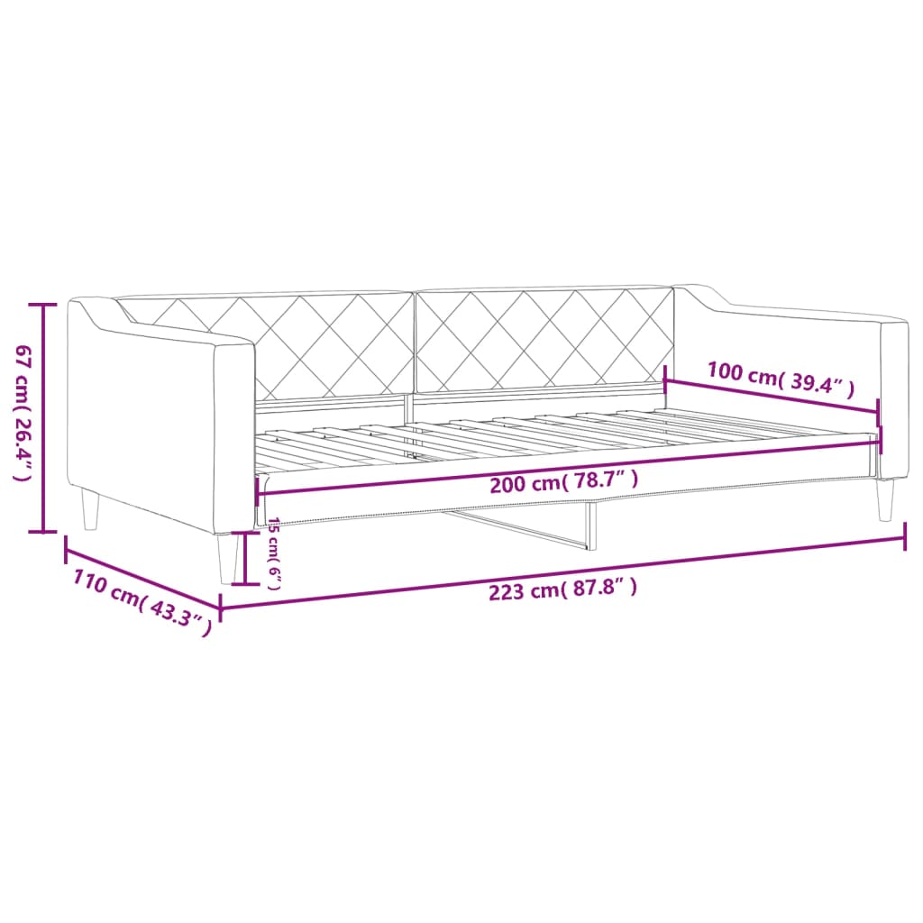Lit de repos taupe 100x200 cm tissu - XIOS
