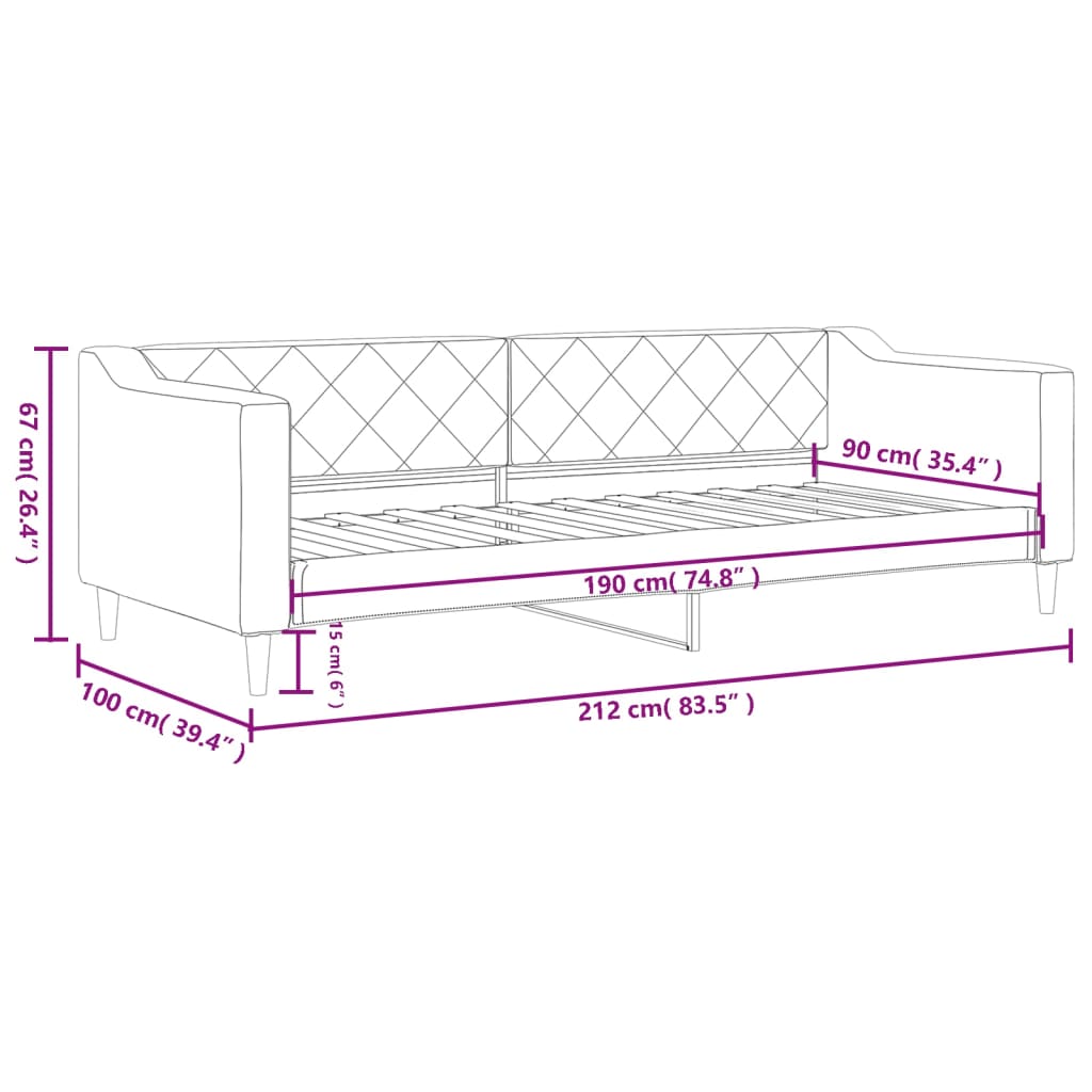 Lit de repos sans matelas gris clair 90x190 cm tissu - XIOS