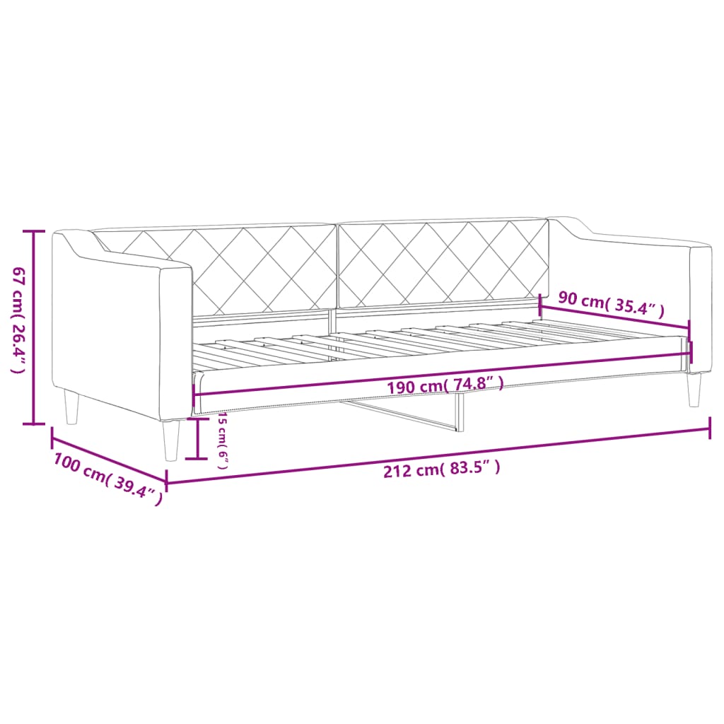 Lit de repos sans matelas noir 90x190 cm tissu - XIOS