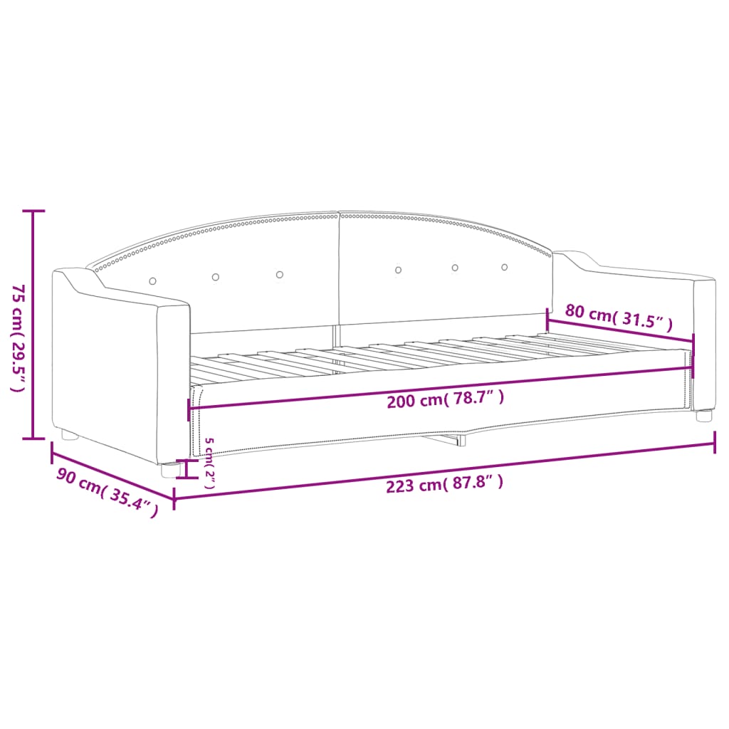 Lit de repos sans matelas crème 80x200 cm tissu - XIOS