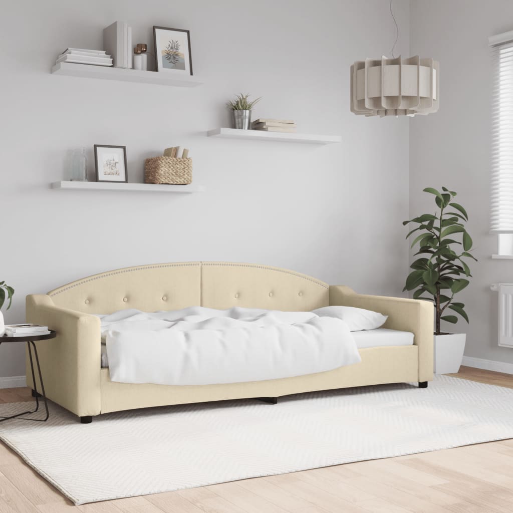 Lit de repos sans matelas crème 90x200 cm tissu - XIOS