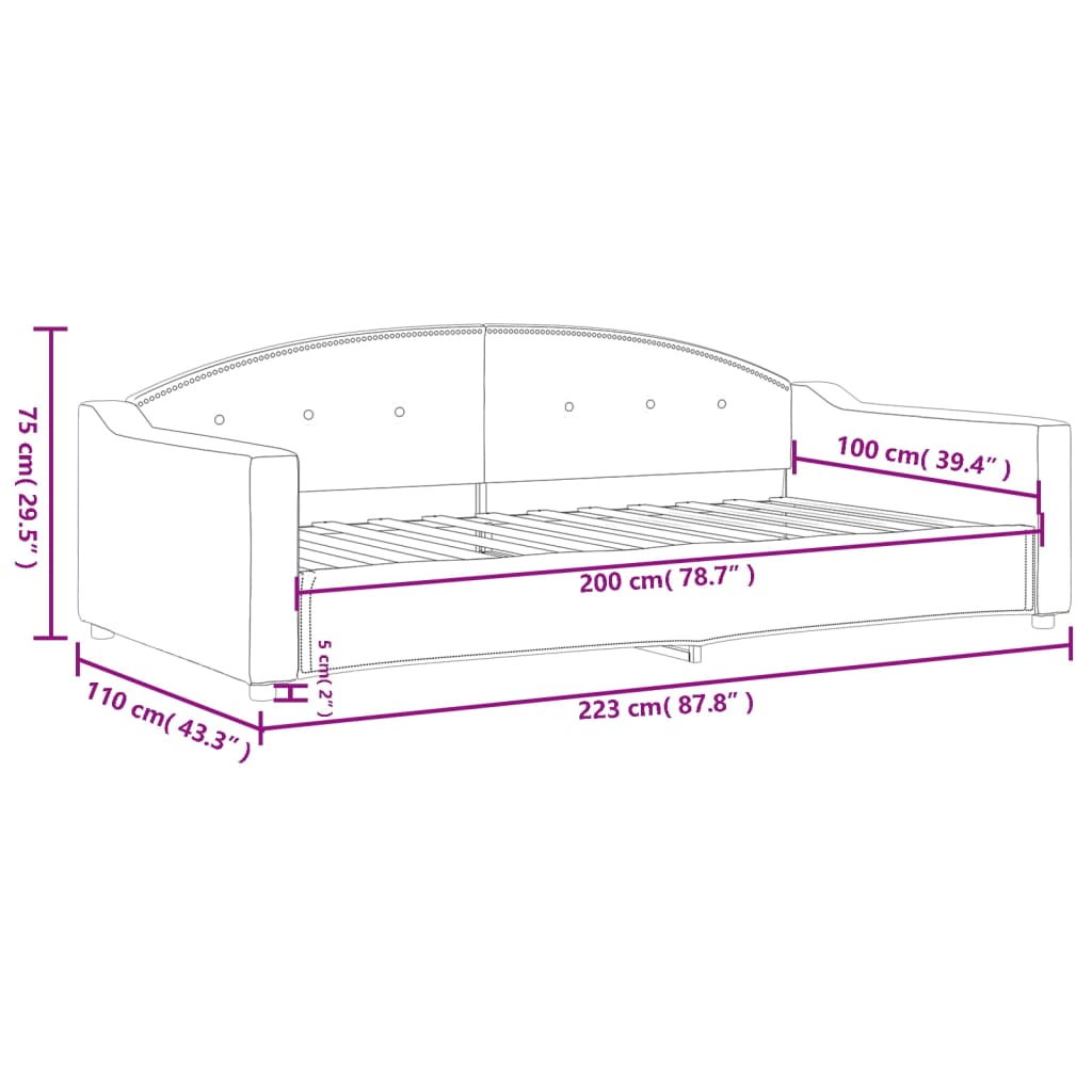 Lit de repos gris clair 100x200 cm tissu - XIOS