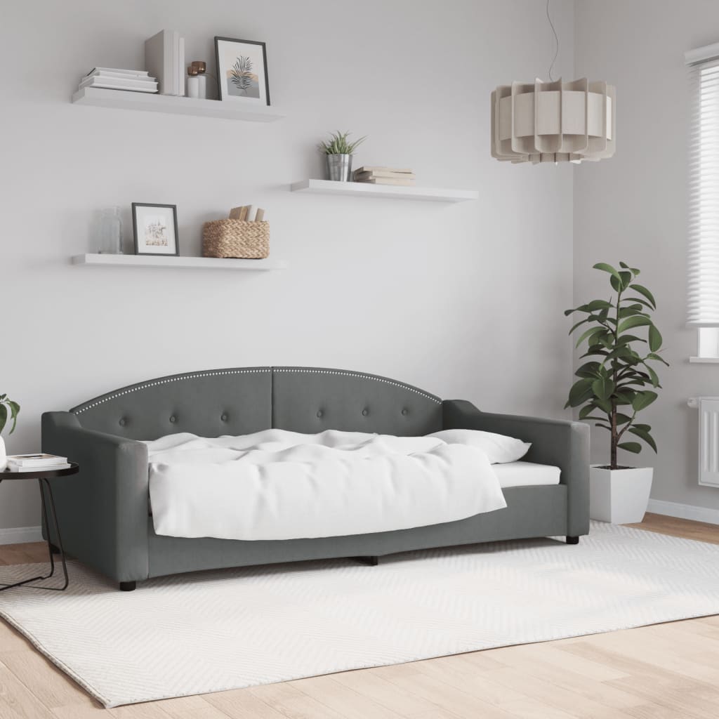 Lit de repos sans matelas gris foncé 90x190 cm tissu - XIOS