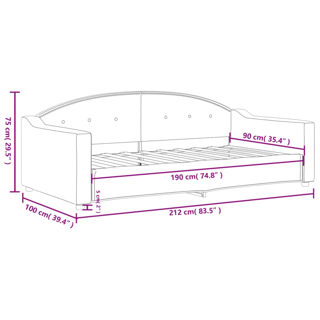 Lit de repos sans matelas noir 90x190 cm tissu - XIOS