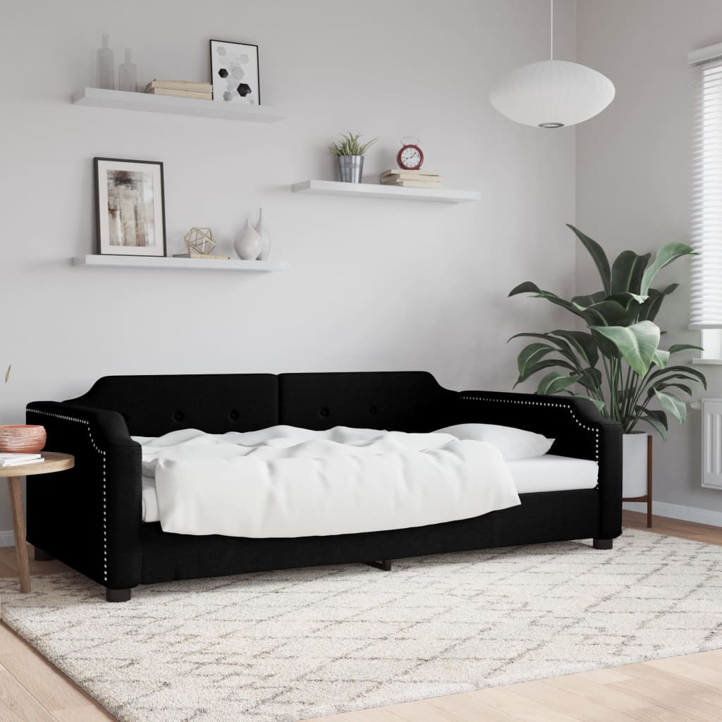 Lit de repos sans matelas noir 80x200 cm tissu - XIOS