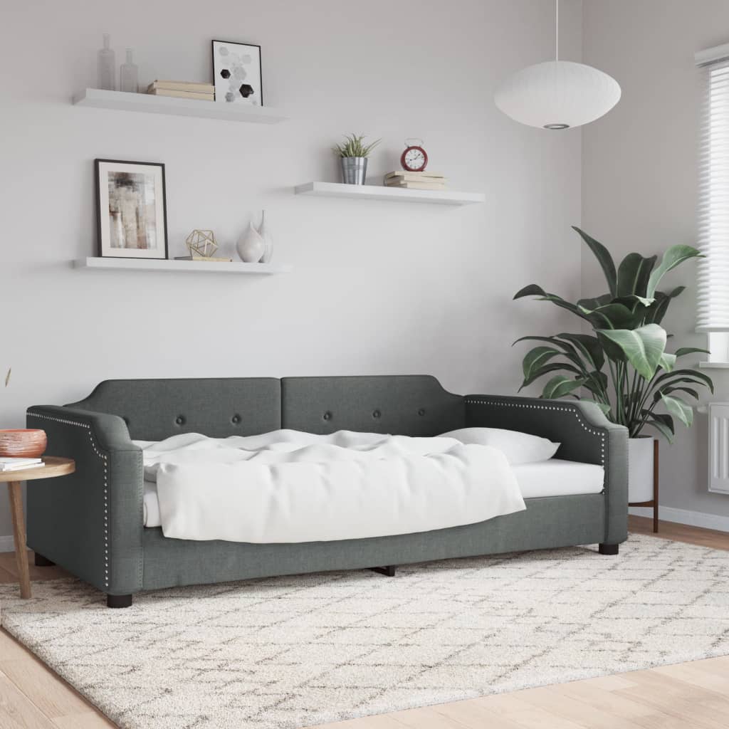 Lit de repos sans matelas gris foncé 90x200 cm tissu - XIOS