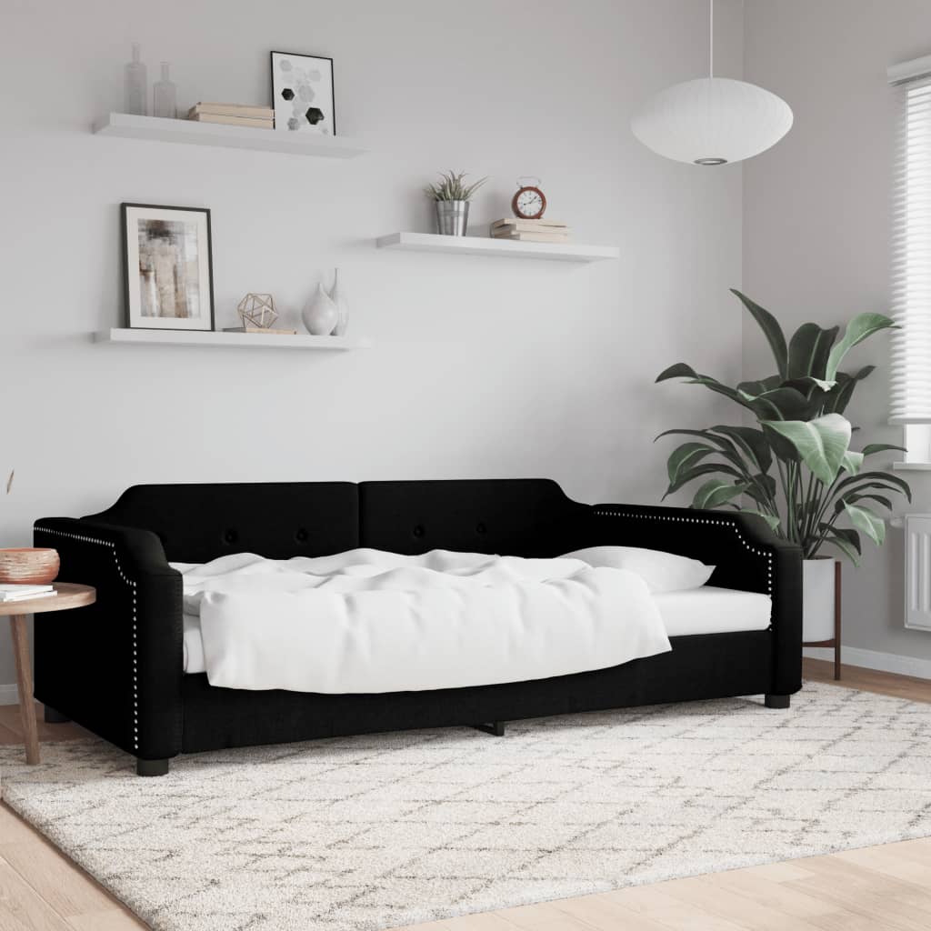 Lit de repos sans matelas noir 90x200 cm tissu - XIOS