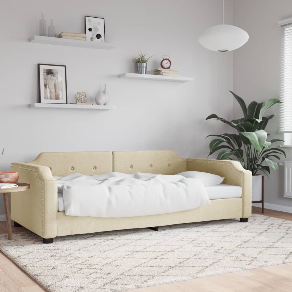 Lit de repos crème 100x200 cm tissu - XIOS