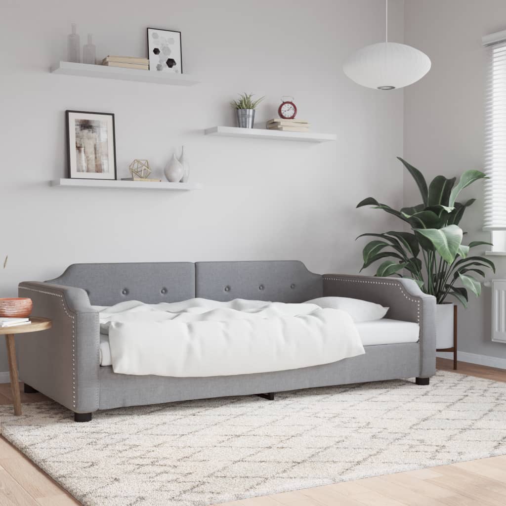 Lit de repos sans matelas gris clair 90x190 cm tissu - XIOS