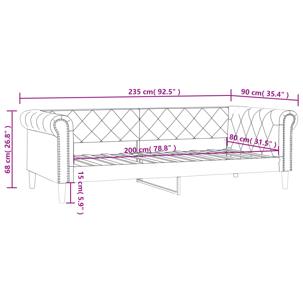 Lit de jour sans matelas crème 80x200 cm similicuir - XIOS