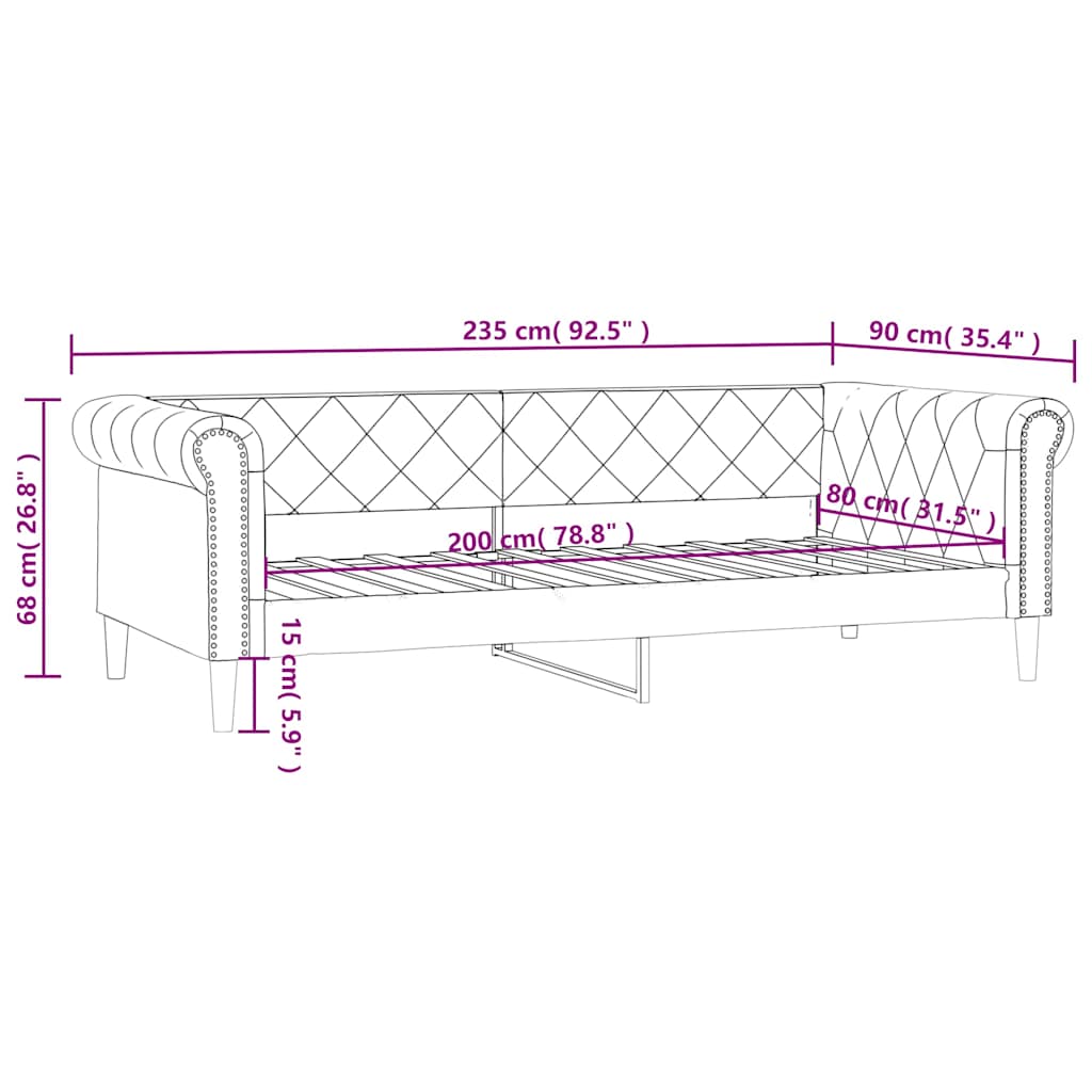 Lit de jour cappuccino 80x200 cm similicuir - XIOS