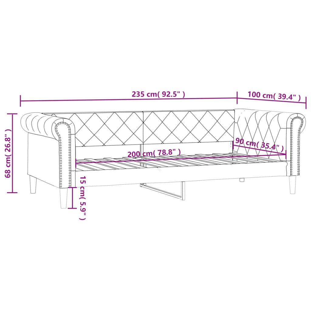 Lit de jour sans matelas blanc 90x200 cm similicuir - XIOS