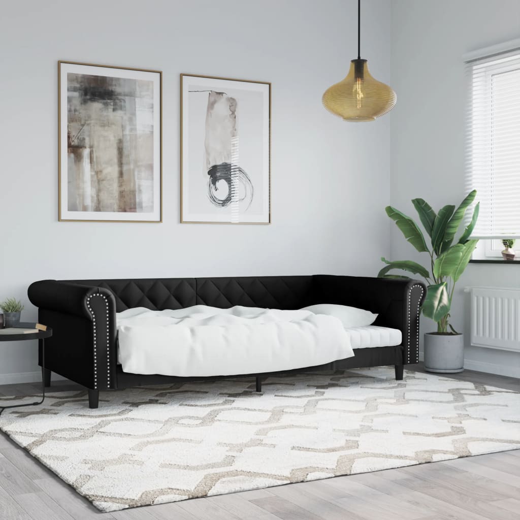 Lit de jour sans matelas noir 100x200 cm similicuir - XIOS