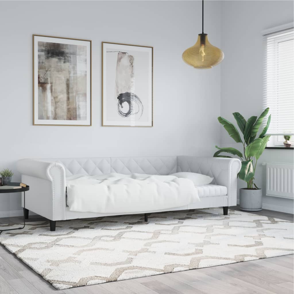 Lit de jour blanc 100x200 cm similicuir - XIOS