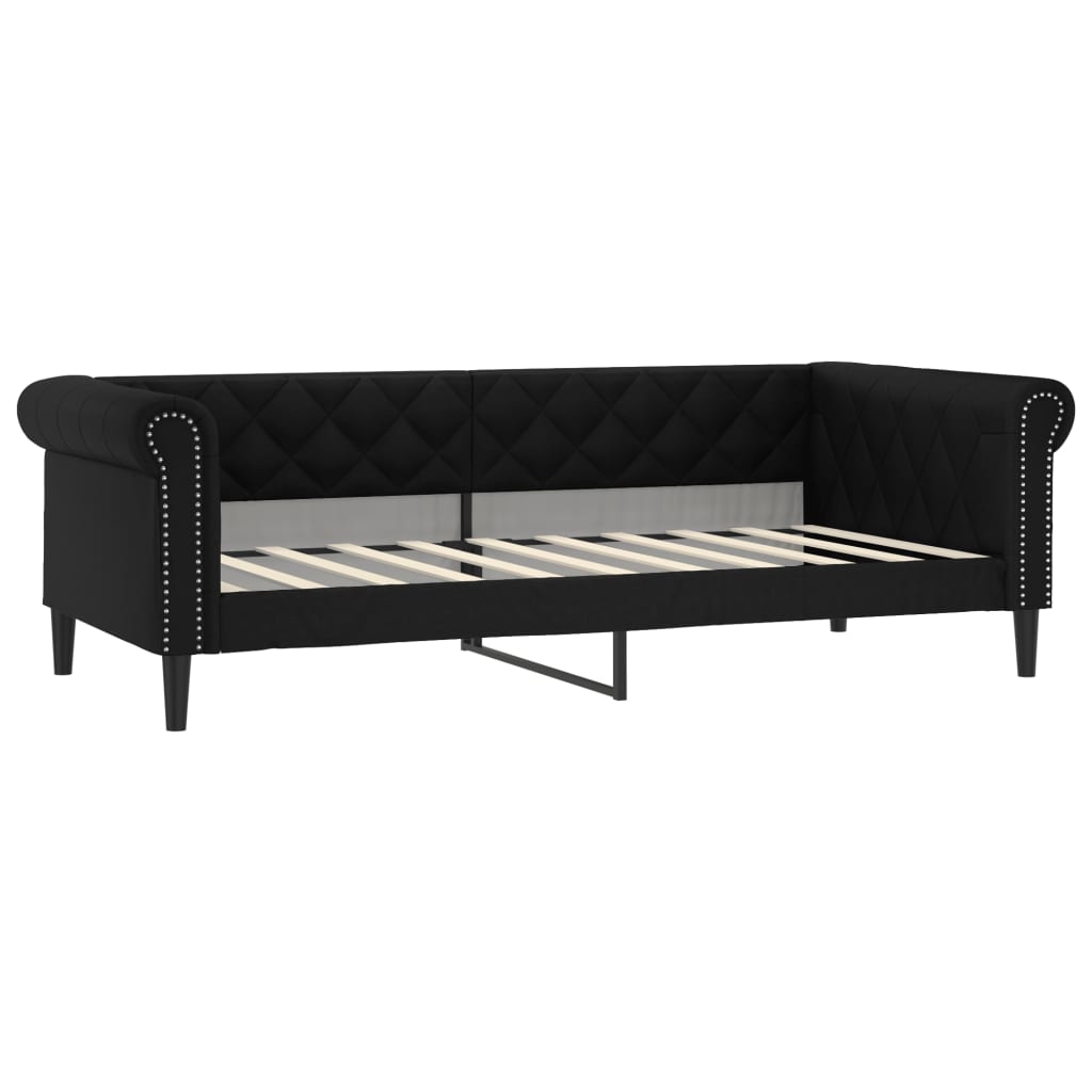 Lit de jour sans matelas noir 90x190 cm similicuir - XIOS