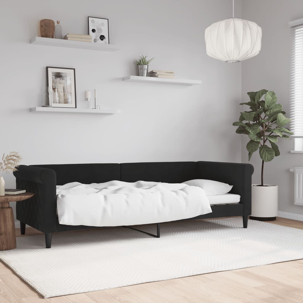 Lit de repos sans matelas noir 80x200 cm velours - XIOS