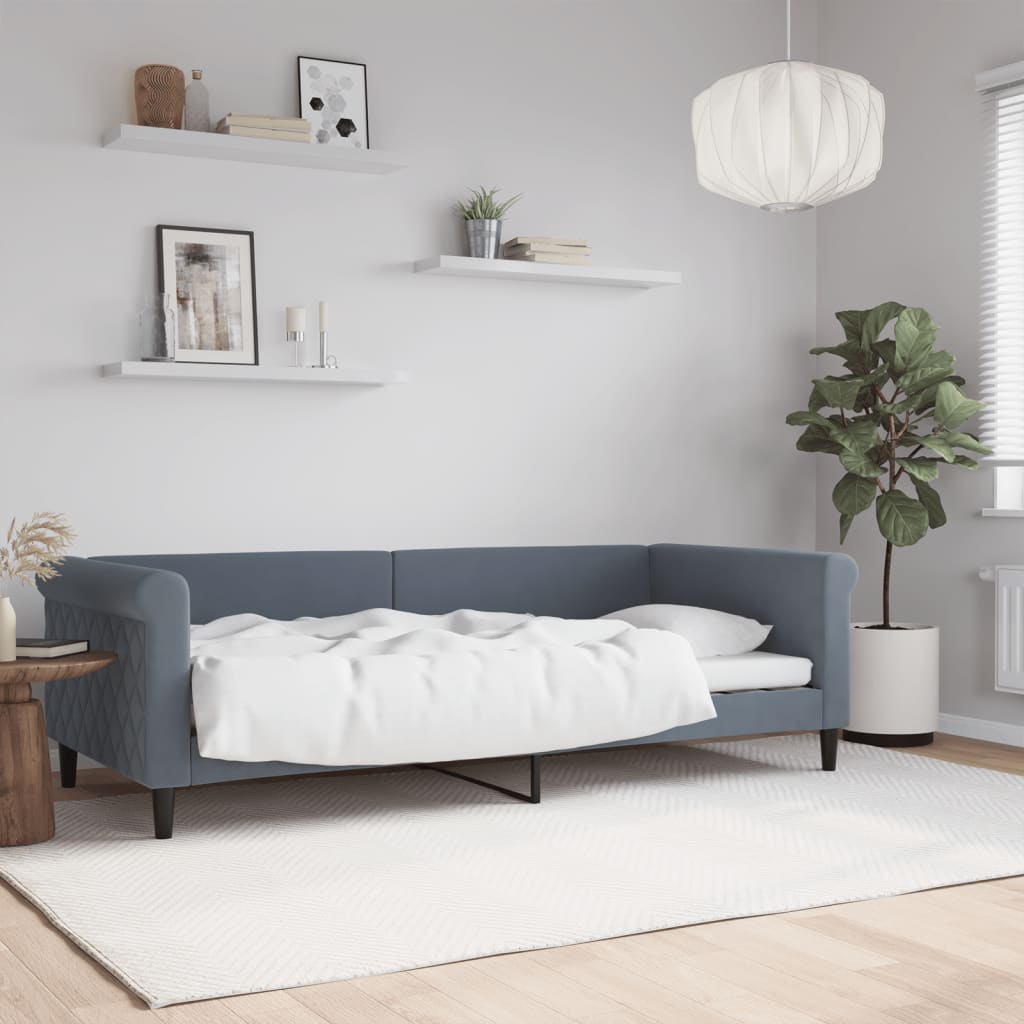 Lit de repos sans matelas gris foncé 90x200 cm velours - XIOS