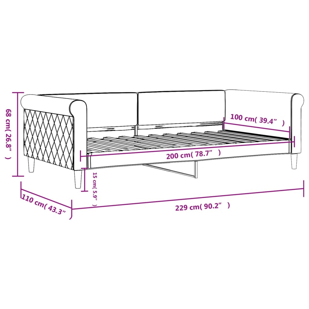 Lit de repos sans matelas gris clair 100x200 cm velours - XIOS