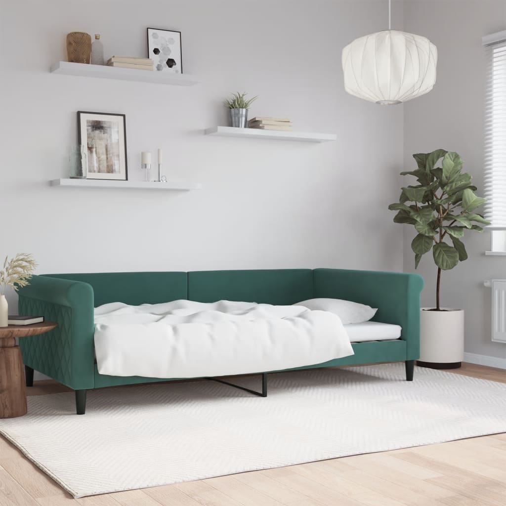 Lit de repos sans matelas vert foncé 100x200 cm velours - XIOS