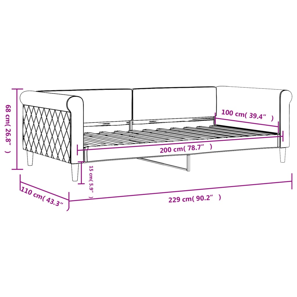 Lit de repos rose 100x200 cm velours - XIOS