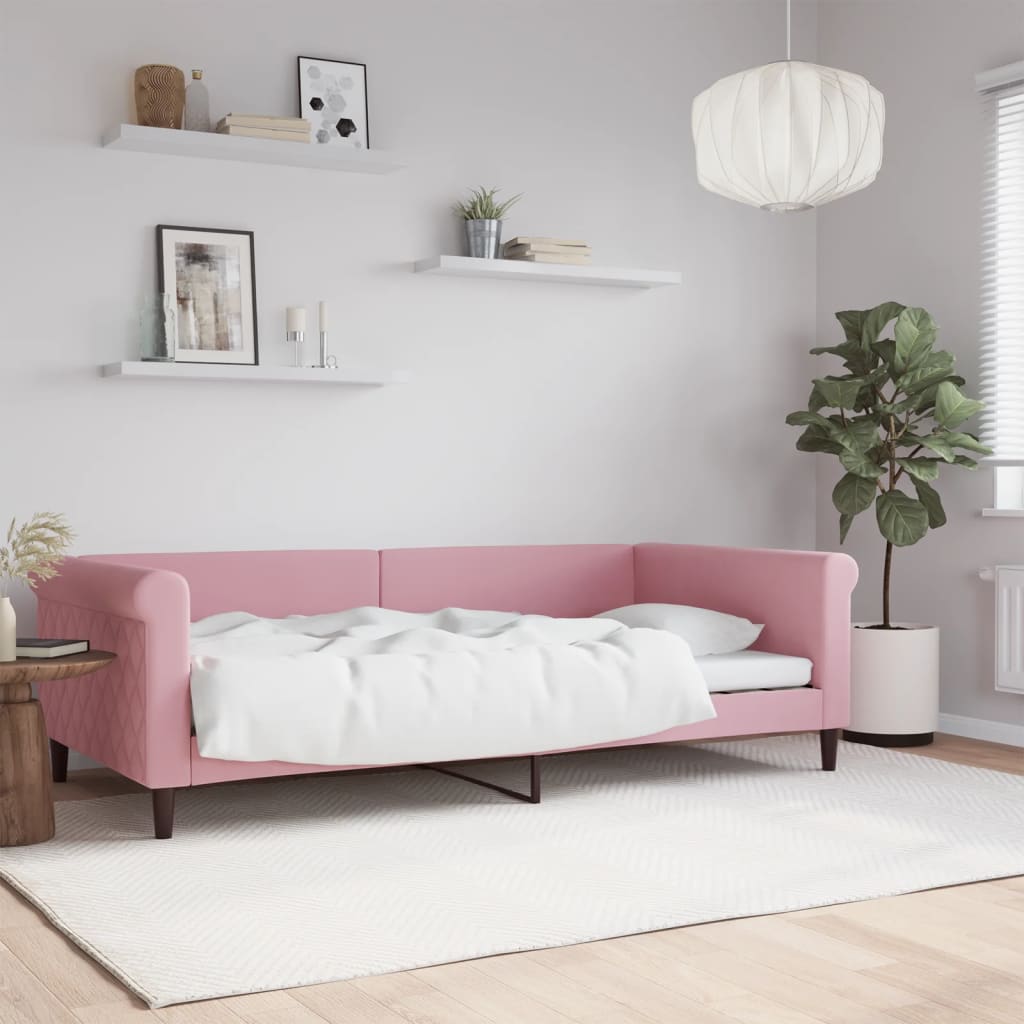Lit de repos rose 100x200 cm velours - XIOS