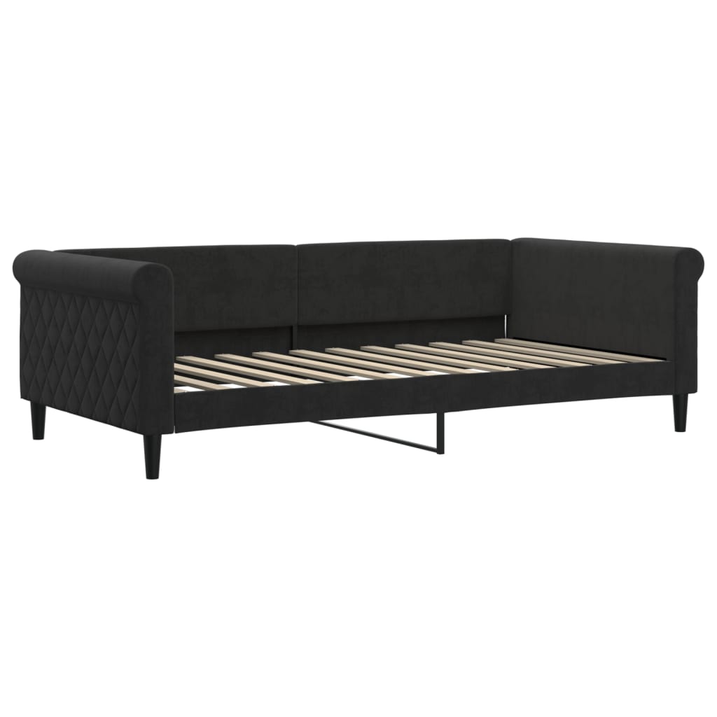 Lit de repos sans matelas noir 100x200 cm velours - XIOS