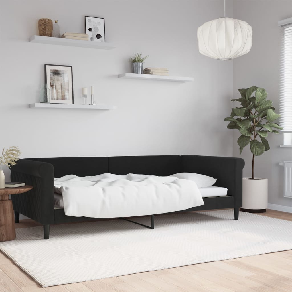 Lit de repos sans matelas noir 100x200 cm velours - XIOS
