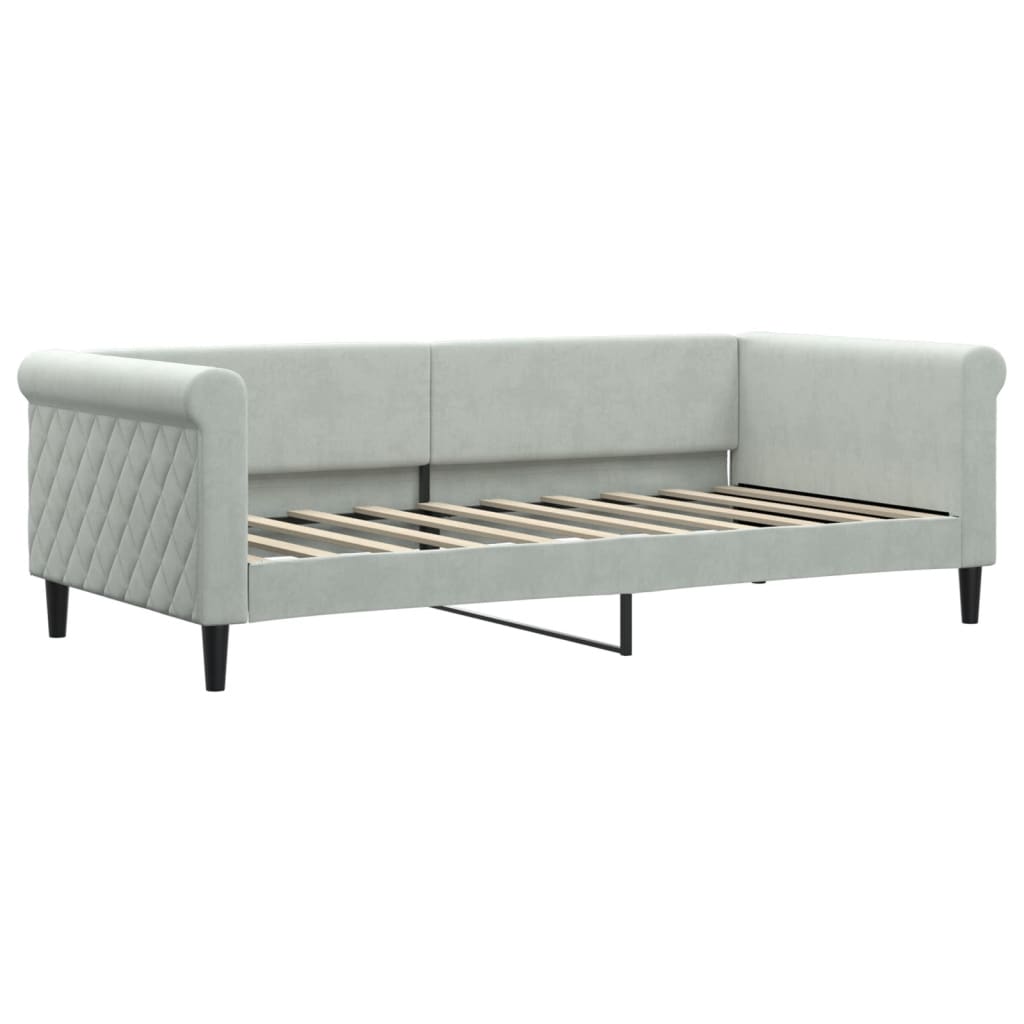 Lit de repos sans matelas gris clair 90x190 cm velours - XIOS