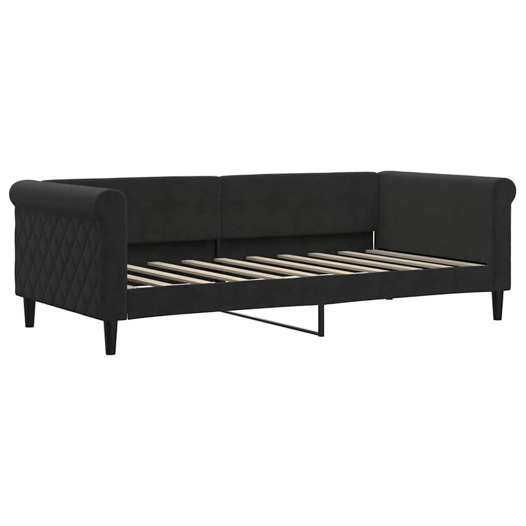 Lit de repos sans matelas noir 90x190 cm velours - XIOS