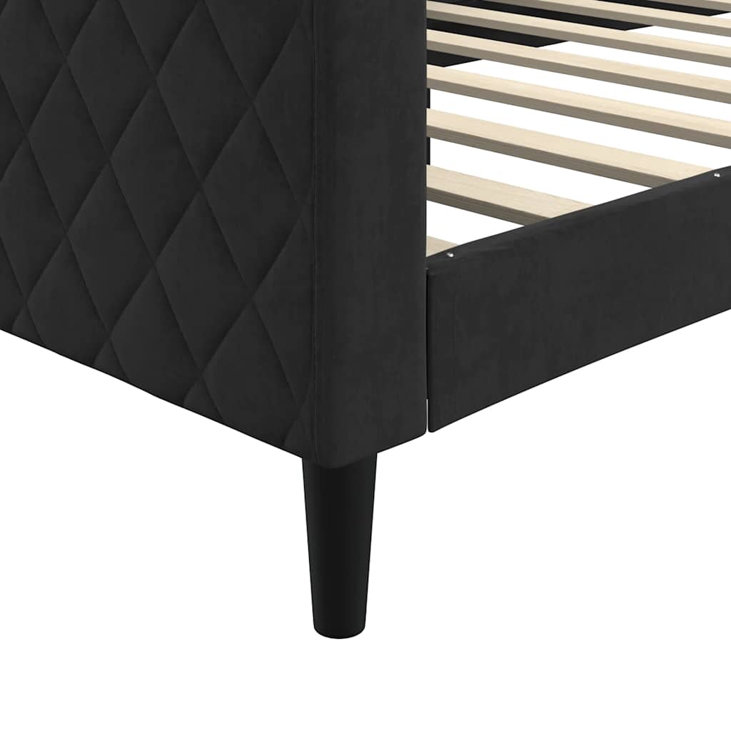 Lit de repos sans matelas noir 90x190 cm velours - XIOS