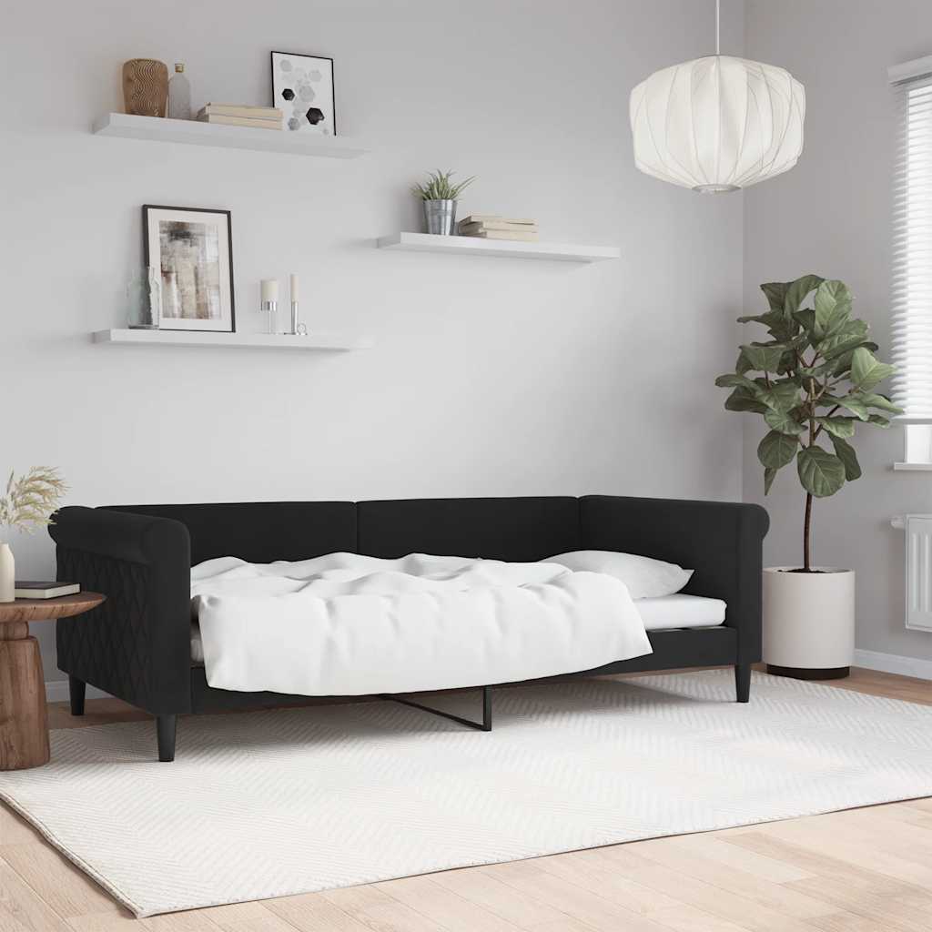 Lit de repos sans matelas noir 90x190 cm velours - XIOS