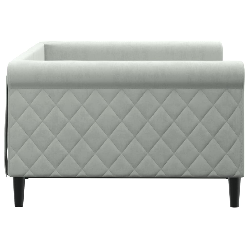 Lit de jour gris clair 100x190 cm velours - XIOS