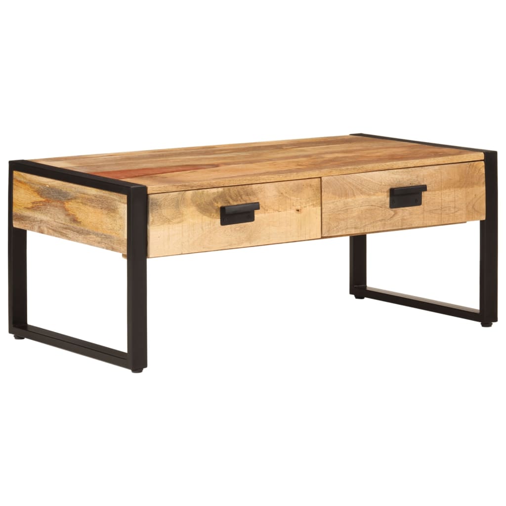 Table basse 100x54x40 cm bois de manguier solide et fer - XIOS