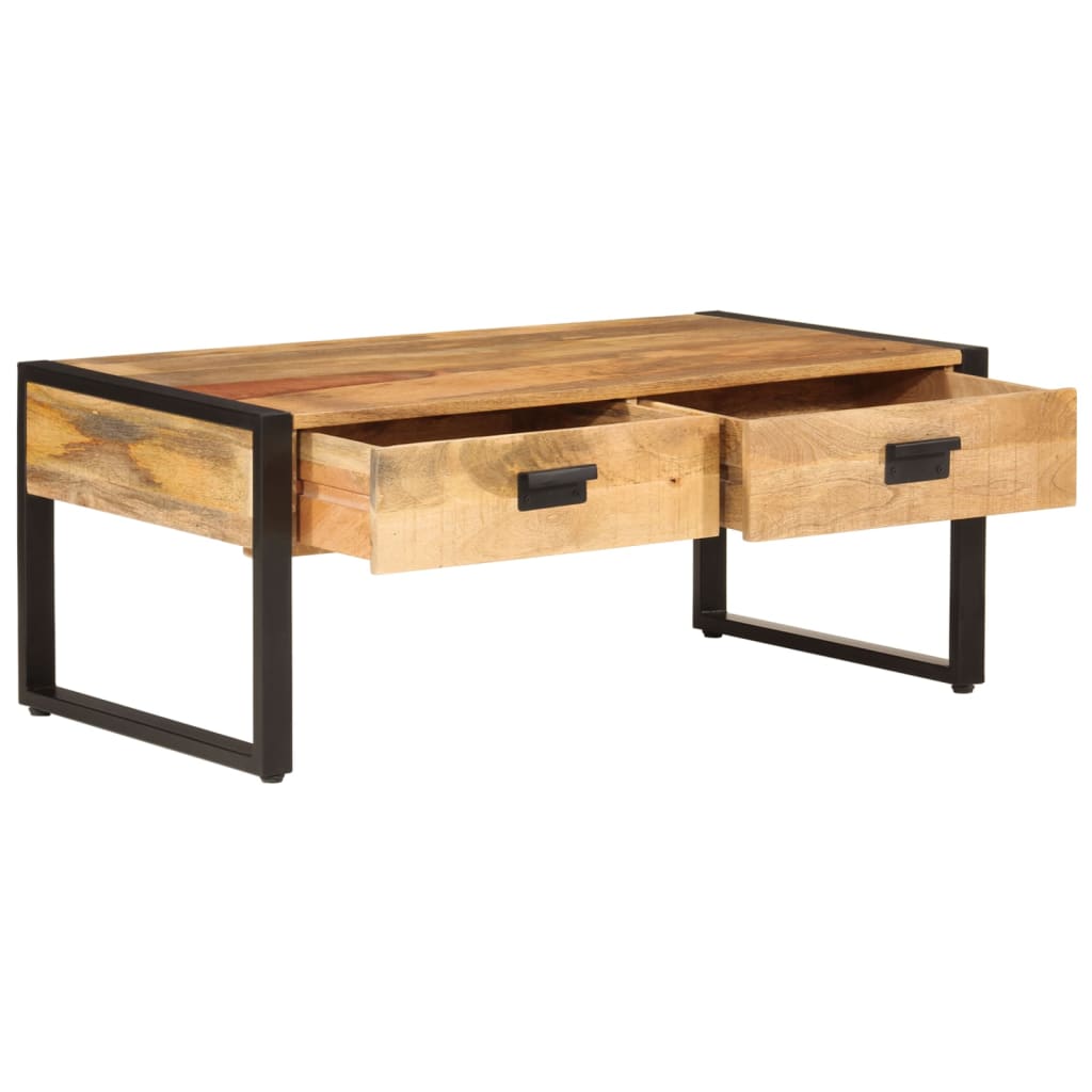 Table basse 100x54x40 cm bois de manguier solide et fer - XIOS