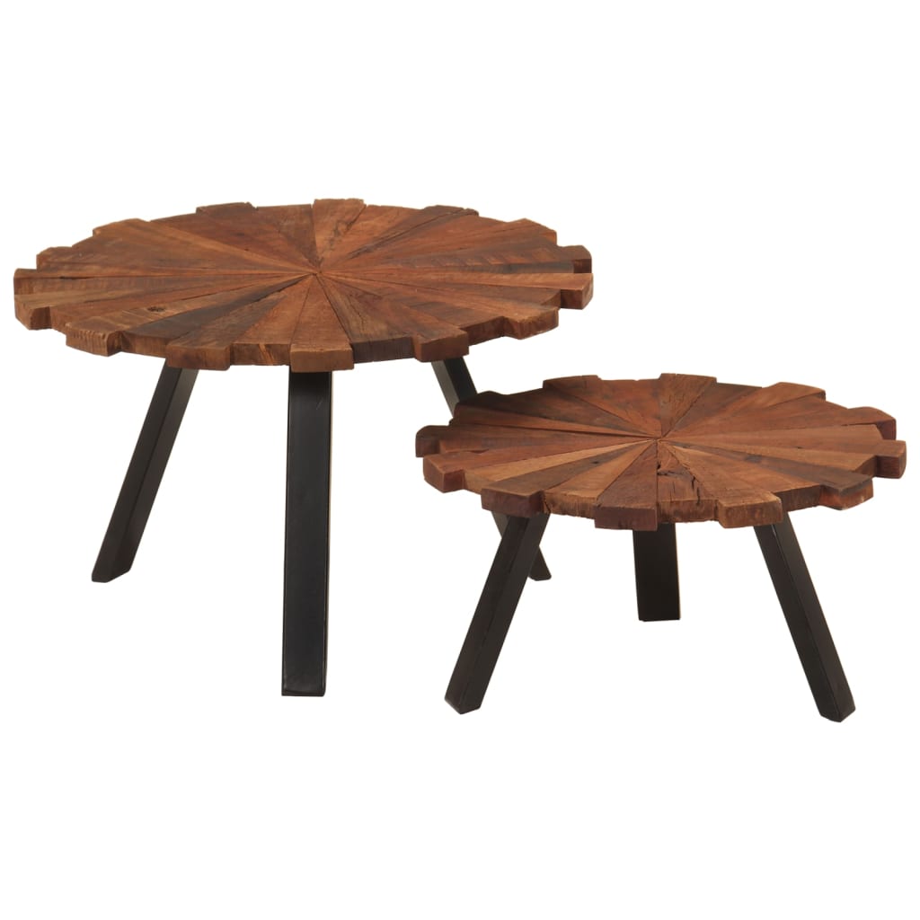 Tables basses 2 pcs bois massif récupéré et fer - XIOS