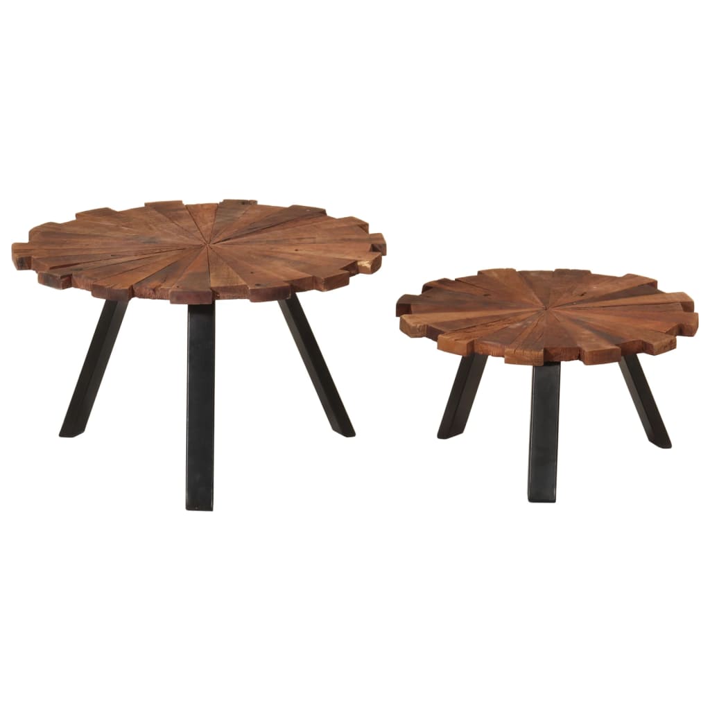 Tables basses 2 pcs bois massif récupéré et fer - XIOS