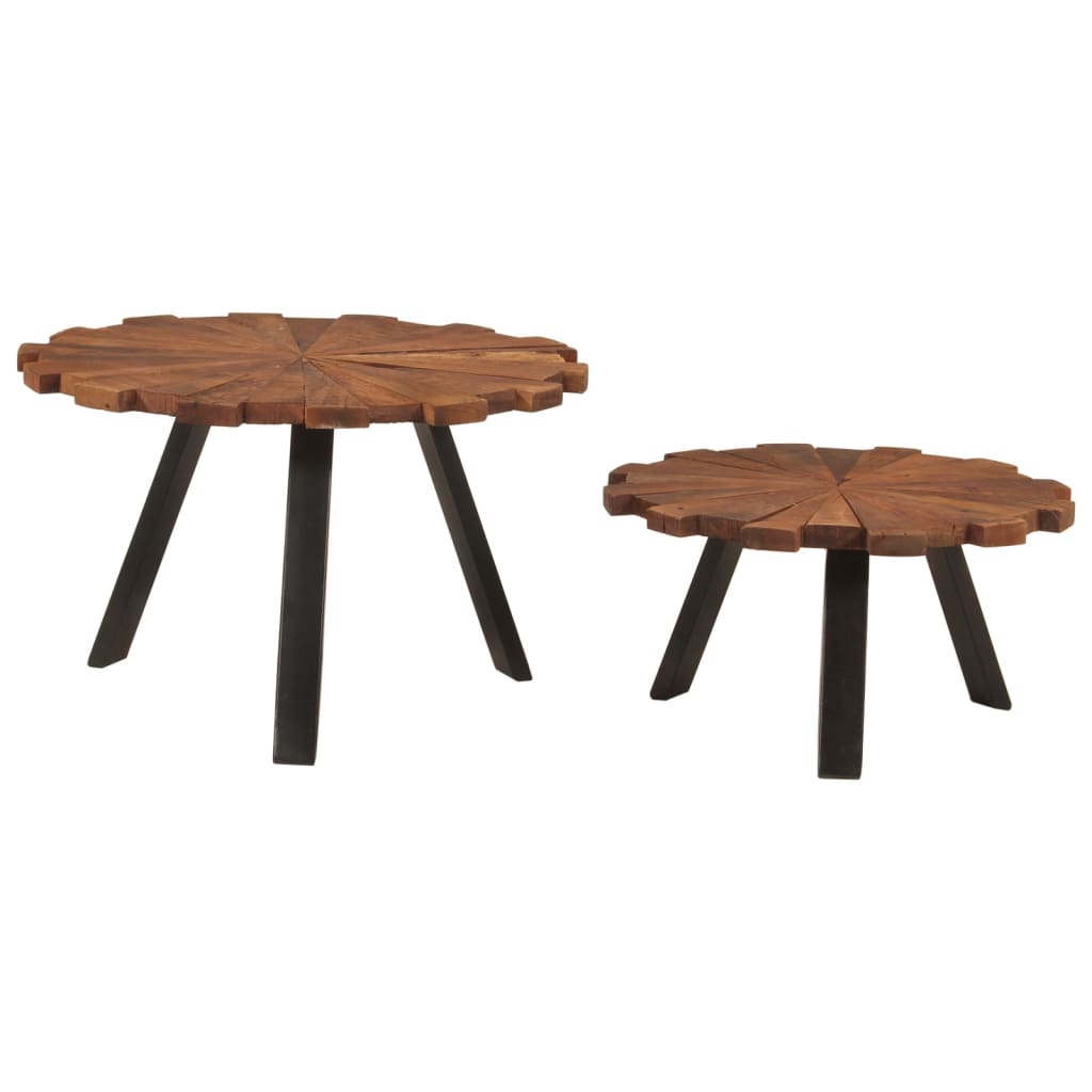 Tables basses 2 pcs bois massif récupéré et fer - XIOS
