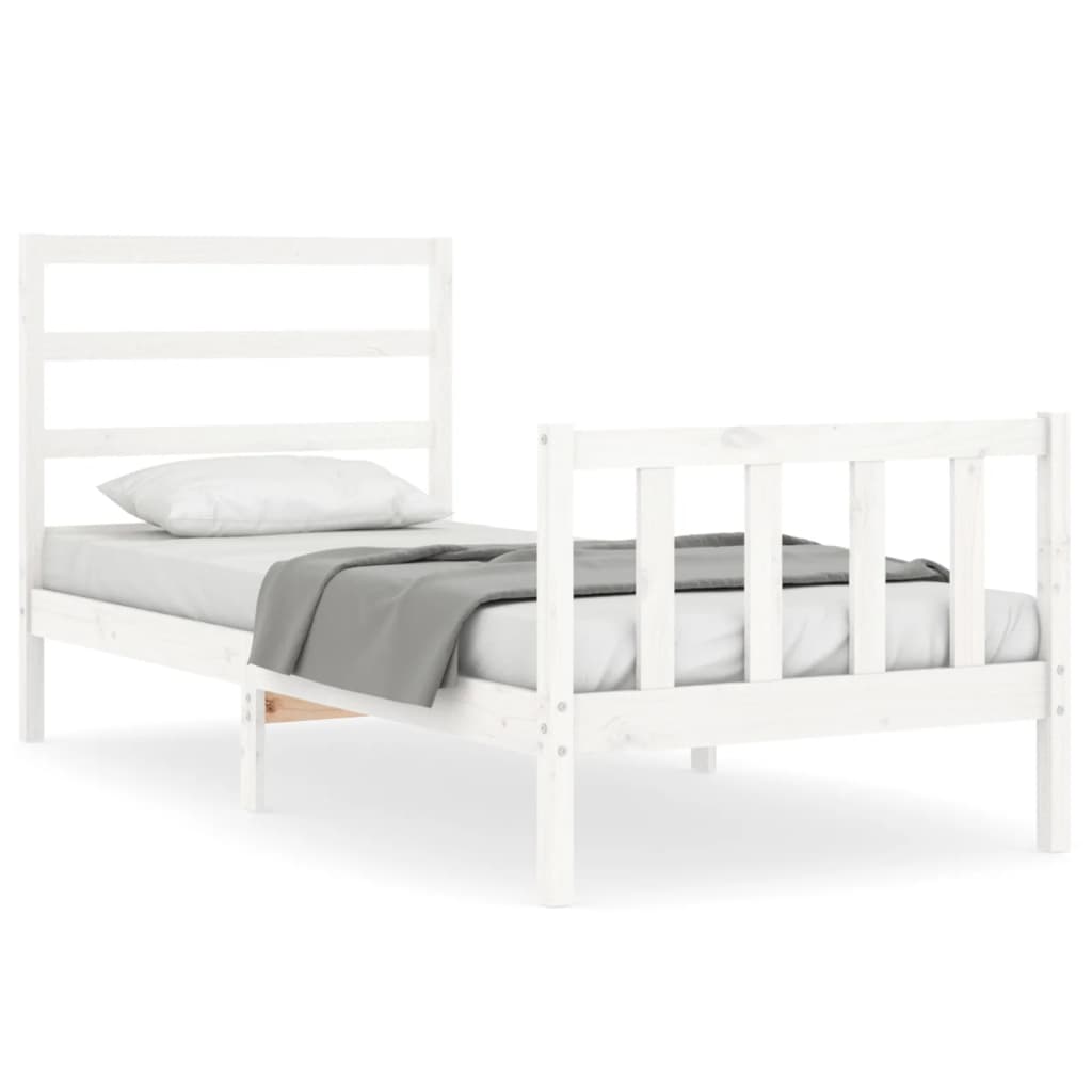 Cadre de lit sans matelas blanc bois de pin massif - XIOS