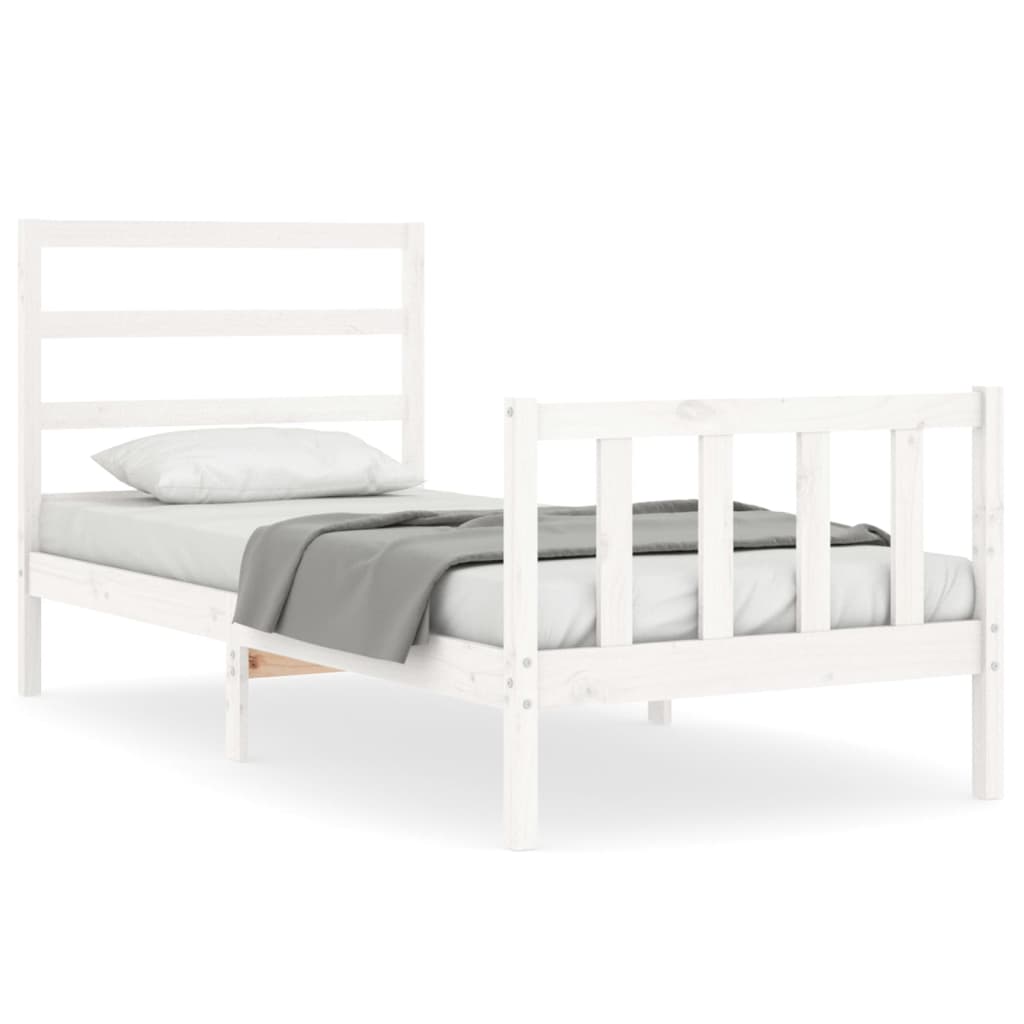 Cadre de lit sans matelas blanc 90x200 cm bois de pin massif - XIOS