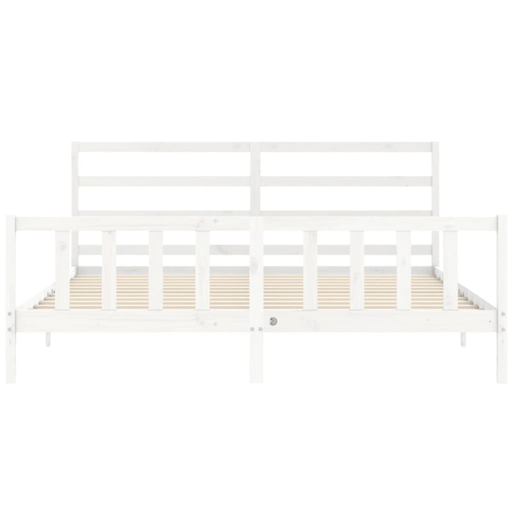 Cadre de lit sans matelas blanc 200x200 cm bois massif de pin - XIOS