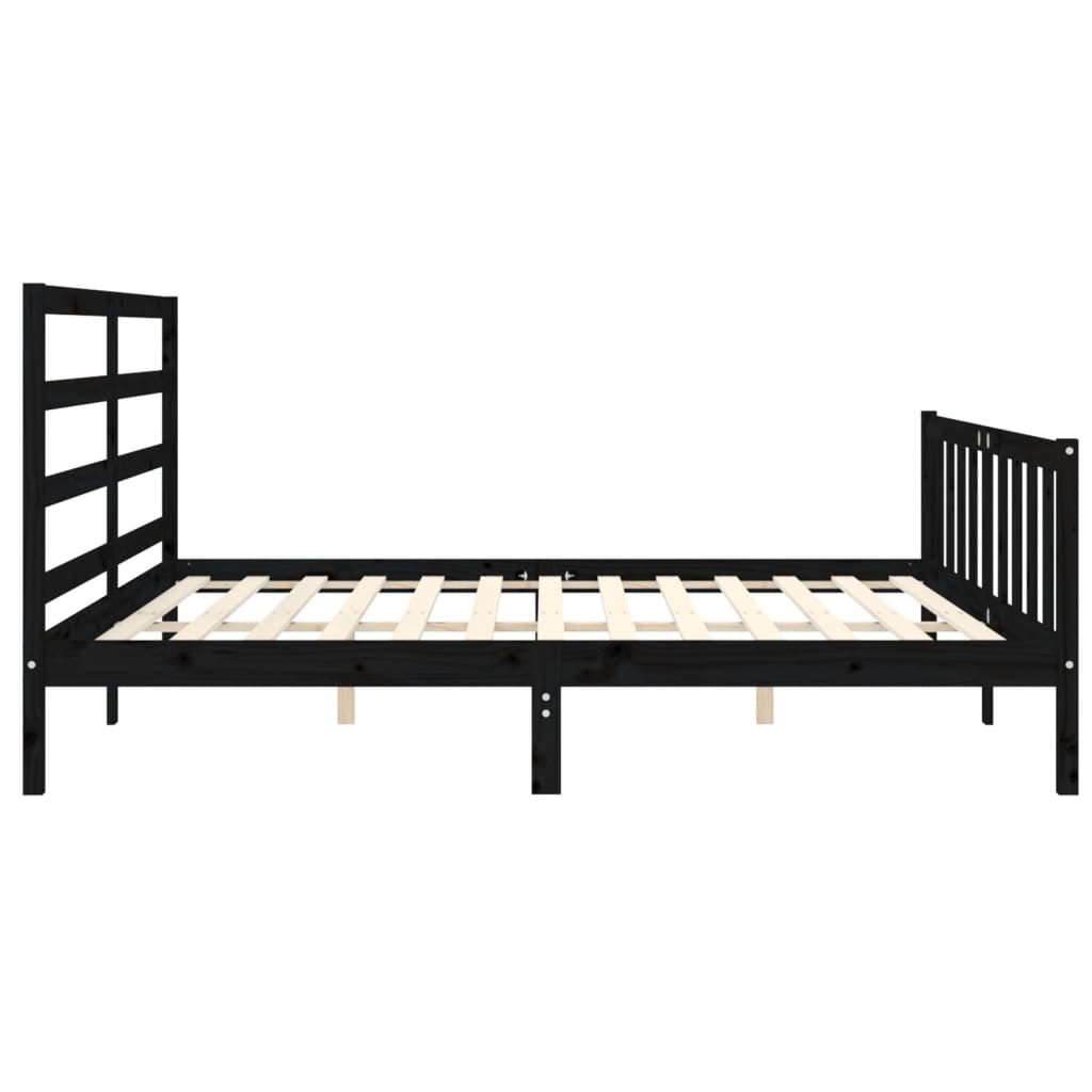 Cadre de lit sans matelas noir 200x200 cm bois massif de pin - XIOS