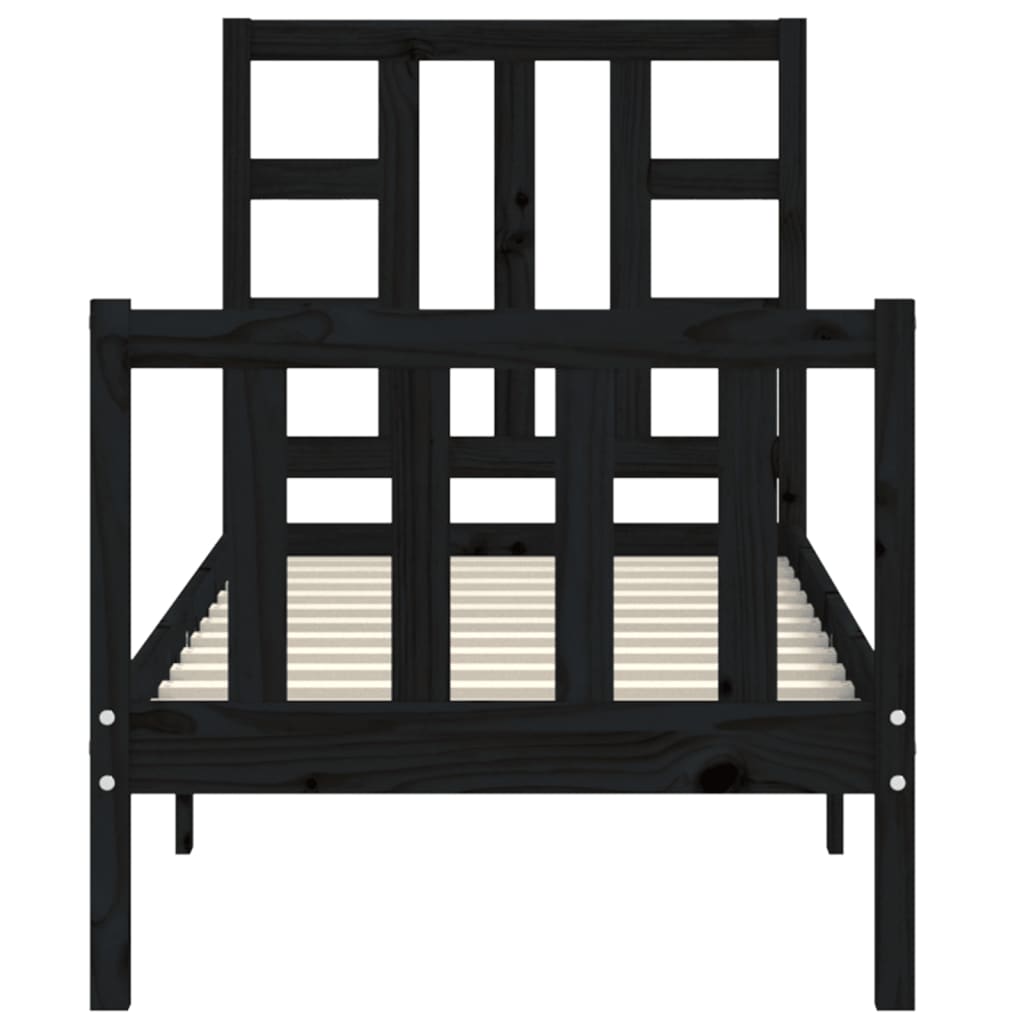 Cadre de lit sans matelas noir bois de pin massif - XIOS